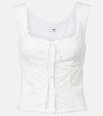 Top Lou de algodón con bordado inglés | Staud