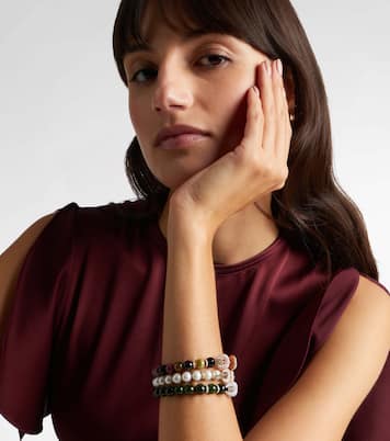 Armband Chakra aus Süßwasserperlen mit 18kt Gelbgold (750/1000), Diamanten, Saphiren und Quarz | Ananya