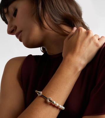 Armband Chakra aus Süßwasserperlen mit 18kt Gelbgold (750/1000), Diamanten, Saphiren und Quarz | Ananya