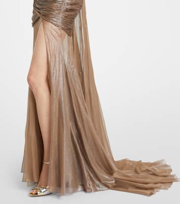 One-Shoulder-Robe Marimar aus Seide | Maria Lucia Hohan