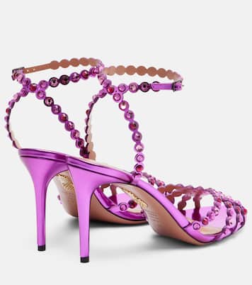 Tequila crystal-embellished metallic leather sandals | Aquazzura