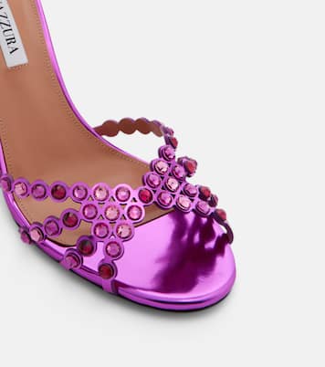 Tequila crystal-embellished metallic leather sandals | Aquazzura
