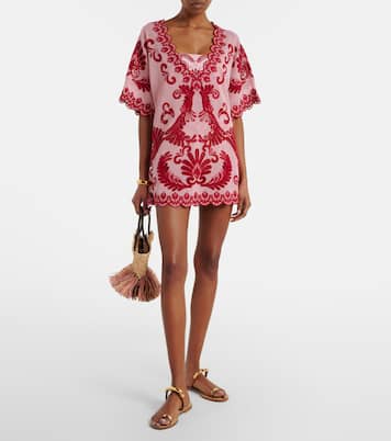 Embroidered cotton mesh minidress | Farm Rio