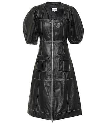 Vestido midi de piel | Ganni