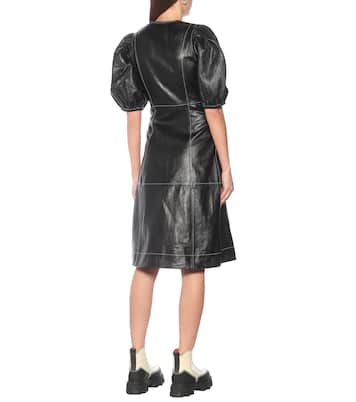 Vestido midi de piel | Ganni