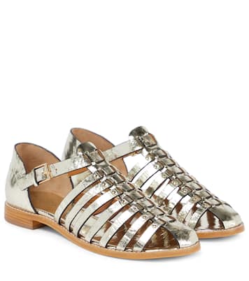 Metallic leather fisherman sandals | Tory Burch