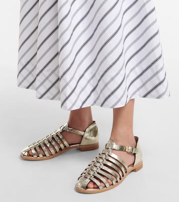 Metallic leather fisherman sandals | Tory Burch