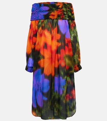 Abito midi in cotone a punto smock | Dries Van Noten