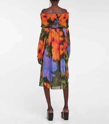 Abito midi in cotone a punto smock | Dries Van Noten
