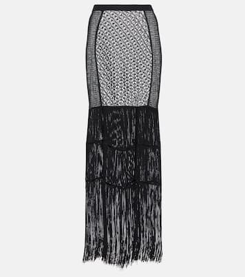 Crochet-knit fringe-trimmed maxi skirt | Khaite