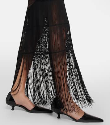 Crochet-knit fringe-trimmed maxi skirt | Khaite