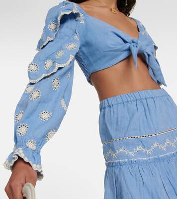Cropped-Top Milanti aus Baumwolle und Leinen | LoveShackFancy