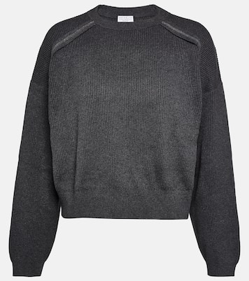 Embellished cotton sweater | Brunello Cucinelli