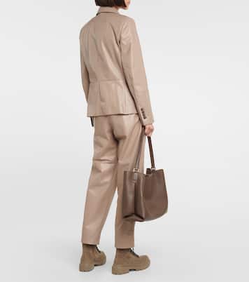 Blazer doppiopetto in pelle | Brunello Cucinelli
