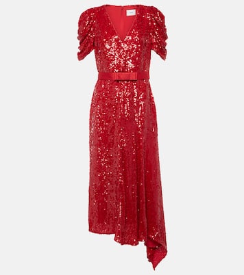 Robe midi asymétrique à sequins | Erdem