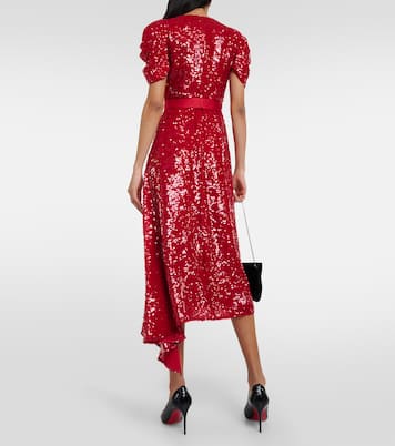 Robe midi asymétrique à sequins | Erdem