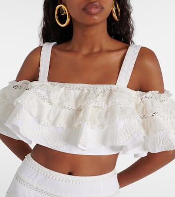 Top cropped con volant | Carolina Herrera
