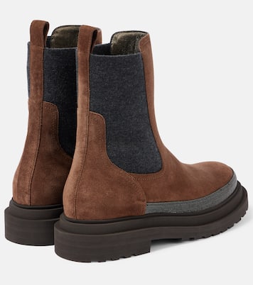 Verzierte Chelsea Boots aus Veloursleder | Brunello Cucinelli