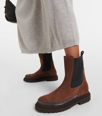 Verzierte Chelsea Boots aus Veloursleder | Brunello Cucinelli