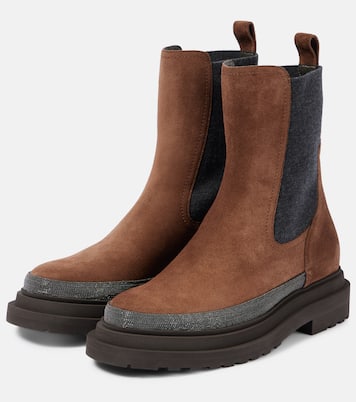 Verzierte Chelsea Boots aus Veloursleder | Brunello Cucinelli