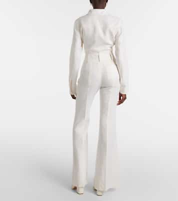 Rhein high-rise linen and wool-blend flared pants | Gabriela Hearst