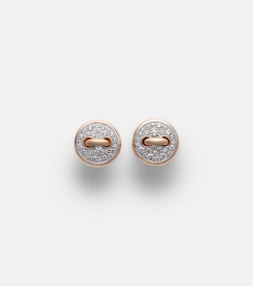 Boucles d'oreilles Pom Pom Dot en rhodium plaqué or rose 18 ct et diamants | Pomellato