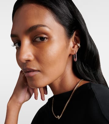 Boucle d'oreille unique Safety Pin en or rose 18 ct et saphirs | Anita Ko