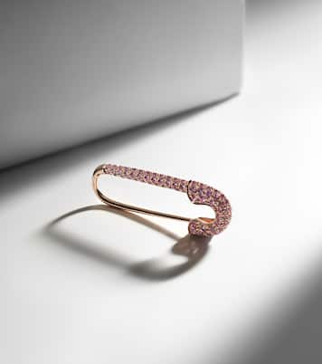 Boucle d'oreille unique Safety Pin en or rose 18 ct et saphirs | Anita Ko
