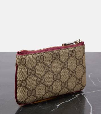 Bustina portachiavi in pelle GG con stampa | Gucci