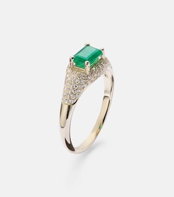 Bague en or 14 ct, émeraude et diamants | Stone and Strand