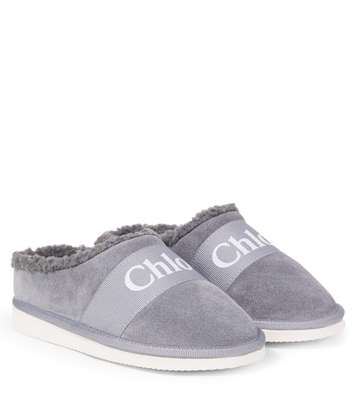 Logo suede slippers | Chloé Kids