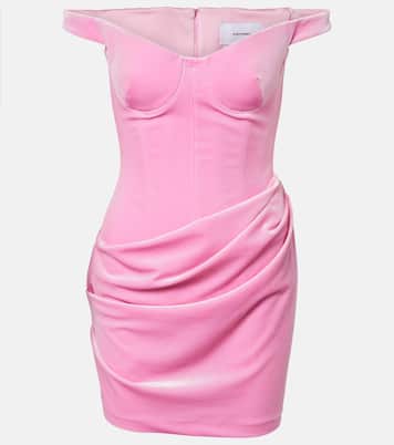 Vestido bustier de terciopelo drapeado | Alex Perry