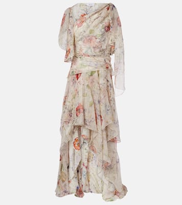 Floral asymmetric silk chiffon gown | McQueen