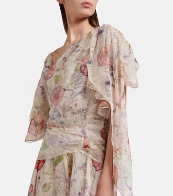 Floral asymmetric silk chiffon gown | McQueen