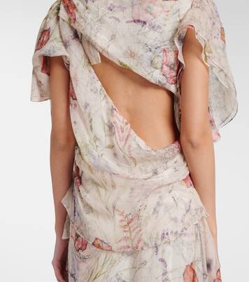 Floral asymmetric silk chiffon gown | McQueen