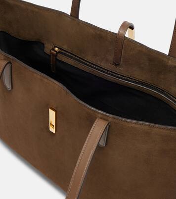 Tokyo leather-trimmed suede tote bag | DeMellier