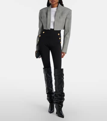 Houndstooth cropped wool-blend blazer | Balmain