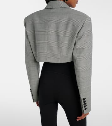 Houndstooth cropped wool-blend blazer | Balmain