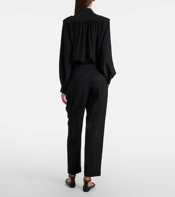 Belted pleated virgin wool tapered pants | Chloé