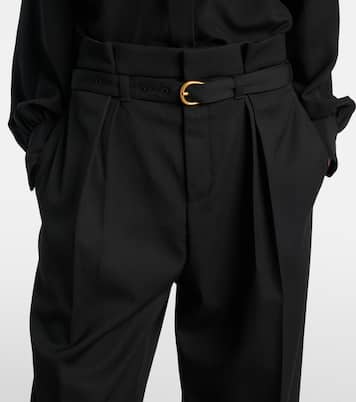 Belted pleated virgin wool tapered pants | Chloé