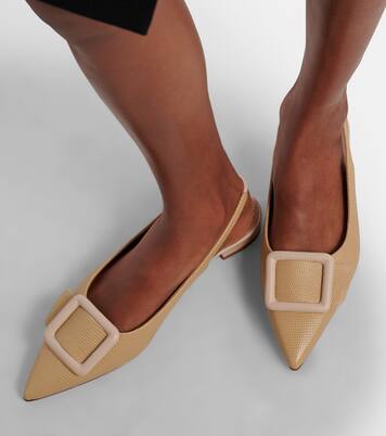 Maylura 크로코 이펙트 레더 슬링백 플랫 슈즈 | Manolo Blahnik