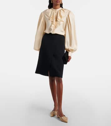 Maylura 크로코 이펙트 레더 슬링백 플랫 슈즈 | Manolo Blahnik