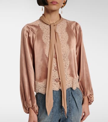 Nalani lace-trimmed satin blouse | Rixo