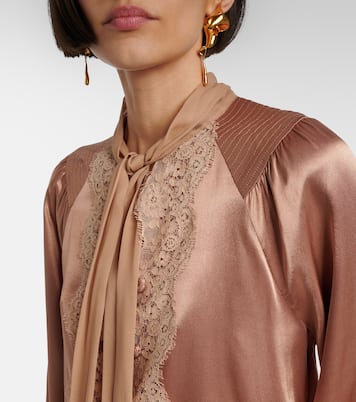 Nalani lace-trimmed satin blouse | Rixo
