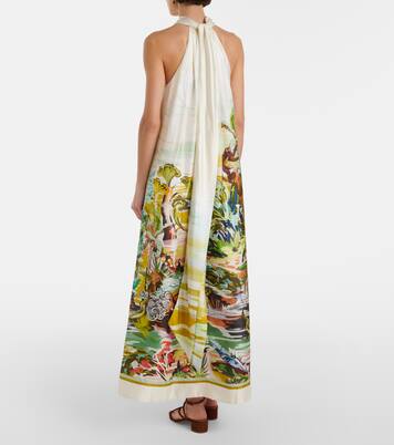 Jungle Boogie halterneck silk maxi dress | Alémais