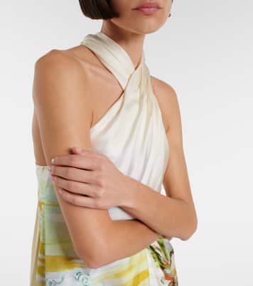 Jungle Boogie halterneck silk maxi dress | Alémais