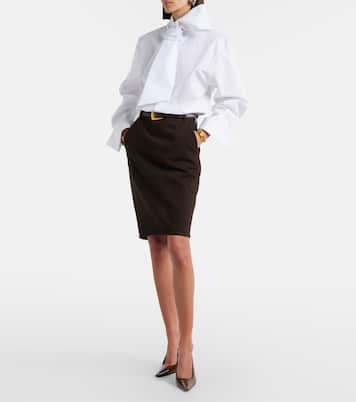 Tie-neck cotton poplin blouse | Saint Laurent