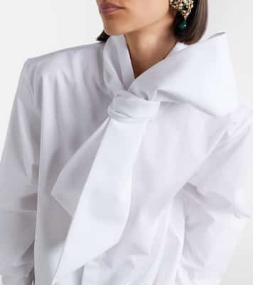 Tie-neck cotton poplin blouse | Saint Laurent