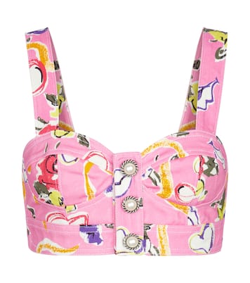 Floral cotton gabardine bralette | Alessandra Rich