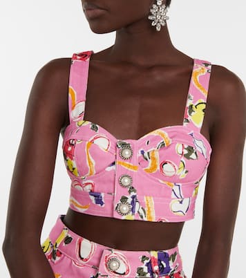 Floral cotton gabardine bralette | Alessandra Rich